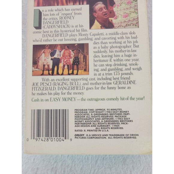 Easy Money Rodney Dangerfield Joe Pesci Comedy VHS Cassette Tape 1983 - Picture 6 of 9